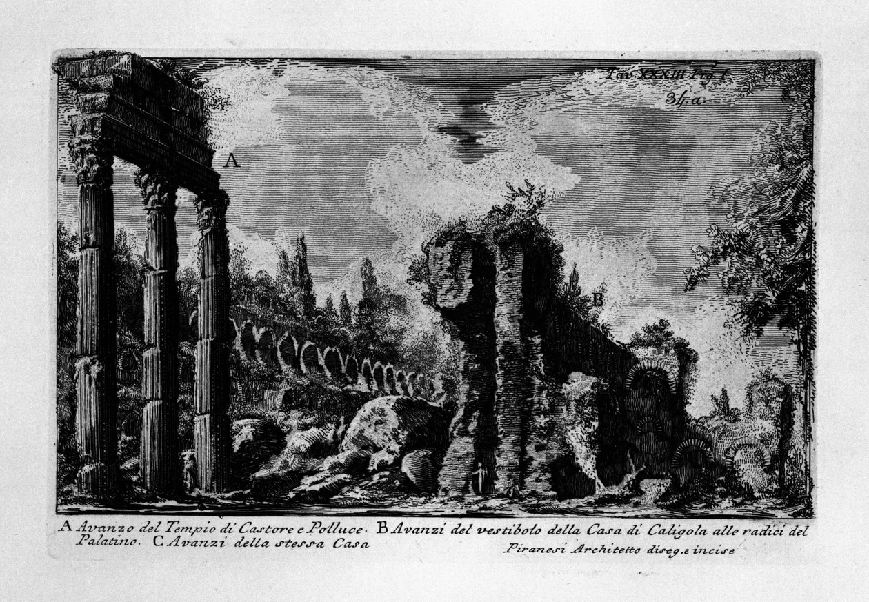 Templo de Castor e Pollux, Roma de Giovanni Battista Piranesi