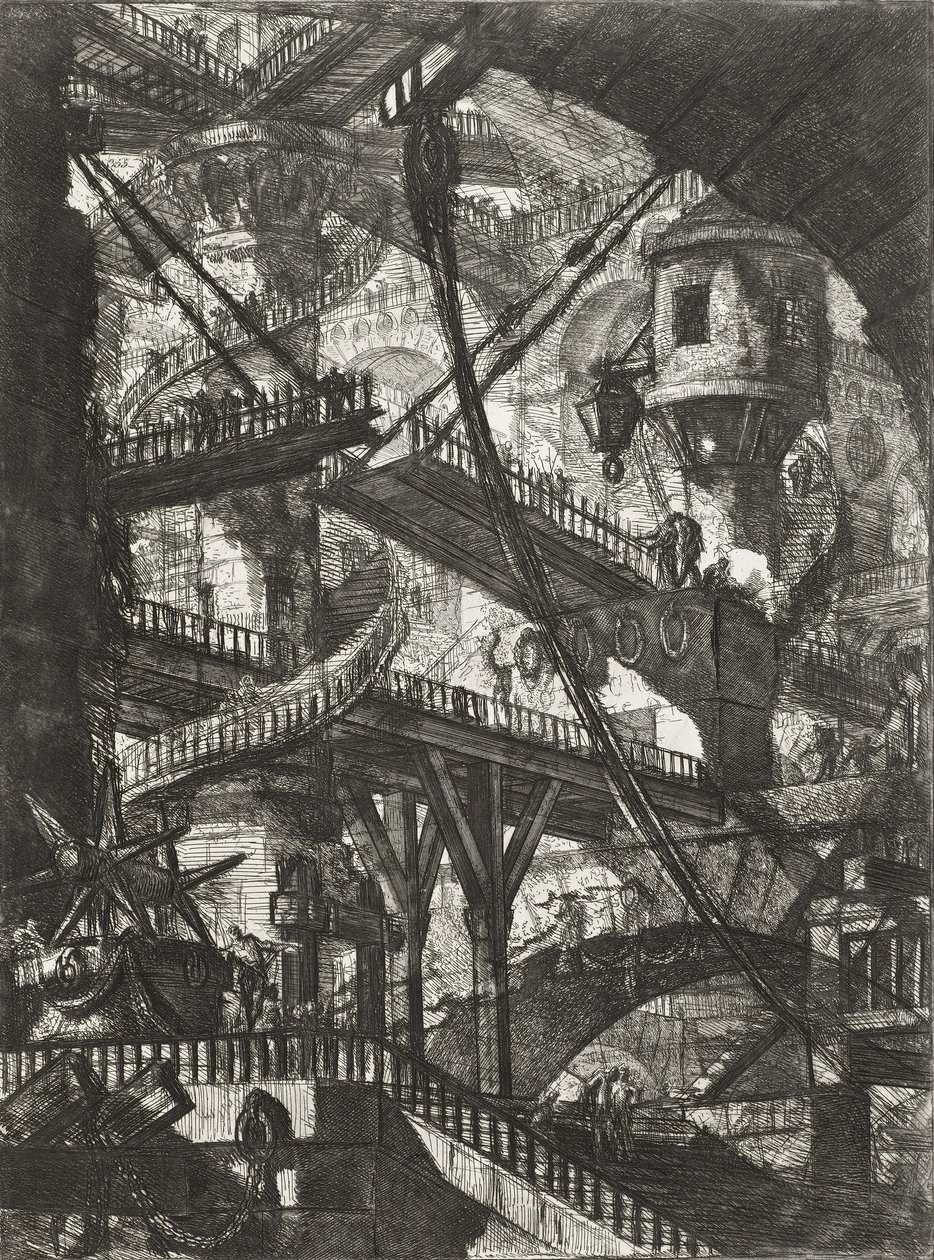 A ponte levadiça, placa VII da série Carceri dInvenzione de Giovanni Battista Piranesi