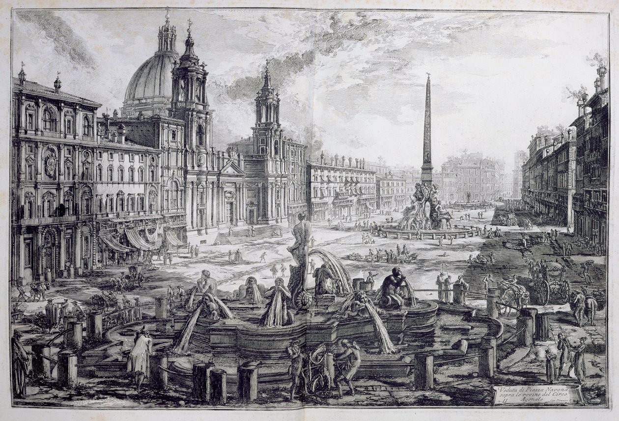 A Piazza Navona, de &39;As Antiguidades Romanas de GB Piranesi (1756)&39;, publicou Paris 1835 de Giovanni Battista Piranesi