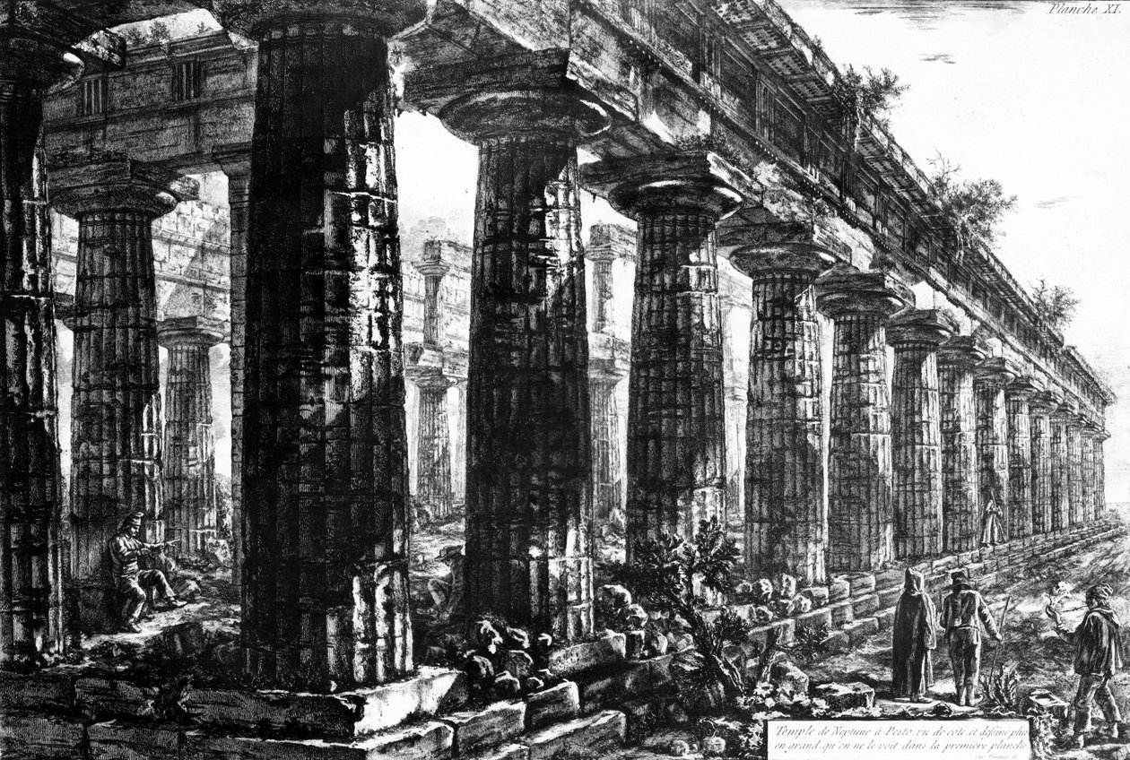 O Templo de Netuno em Paestum, gravado por Francesco Piranesi, 1778 de Giovanni Battista Piranesi