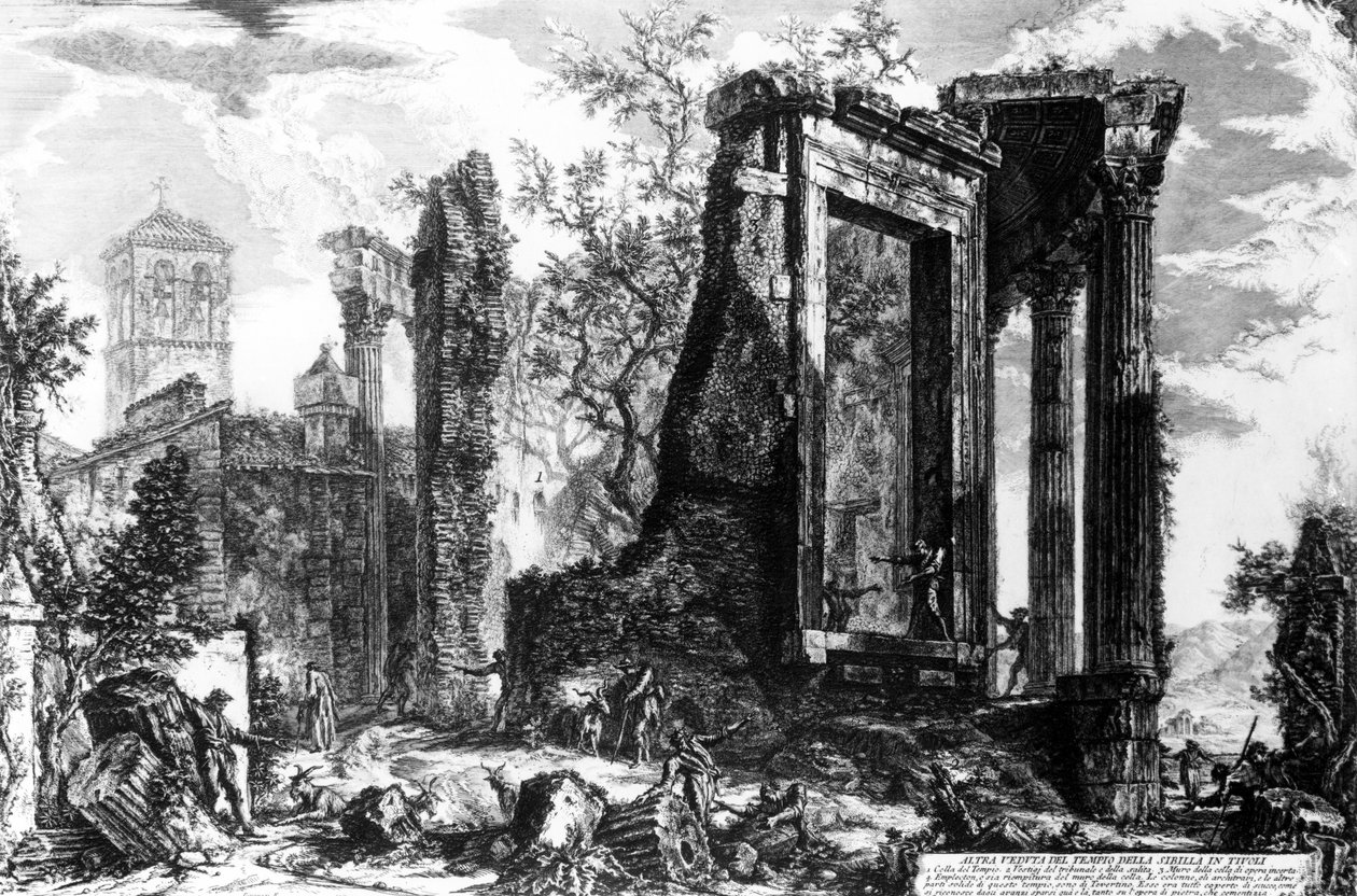 O Templo da Sibila, Tivoli, da série "Visões de Roma", c.1760 de Giovanni Battista Piranesi