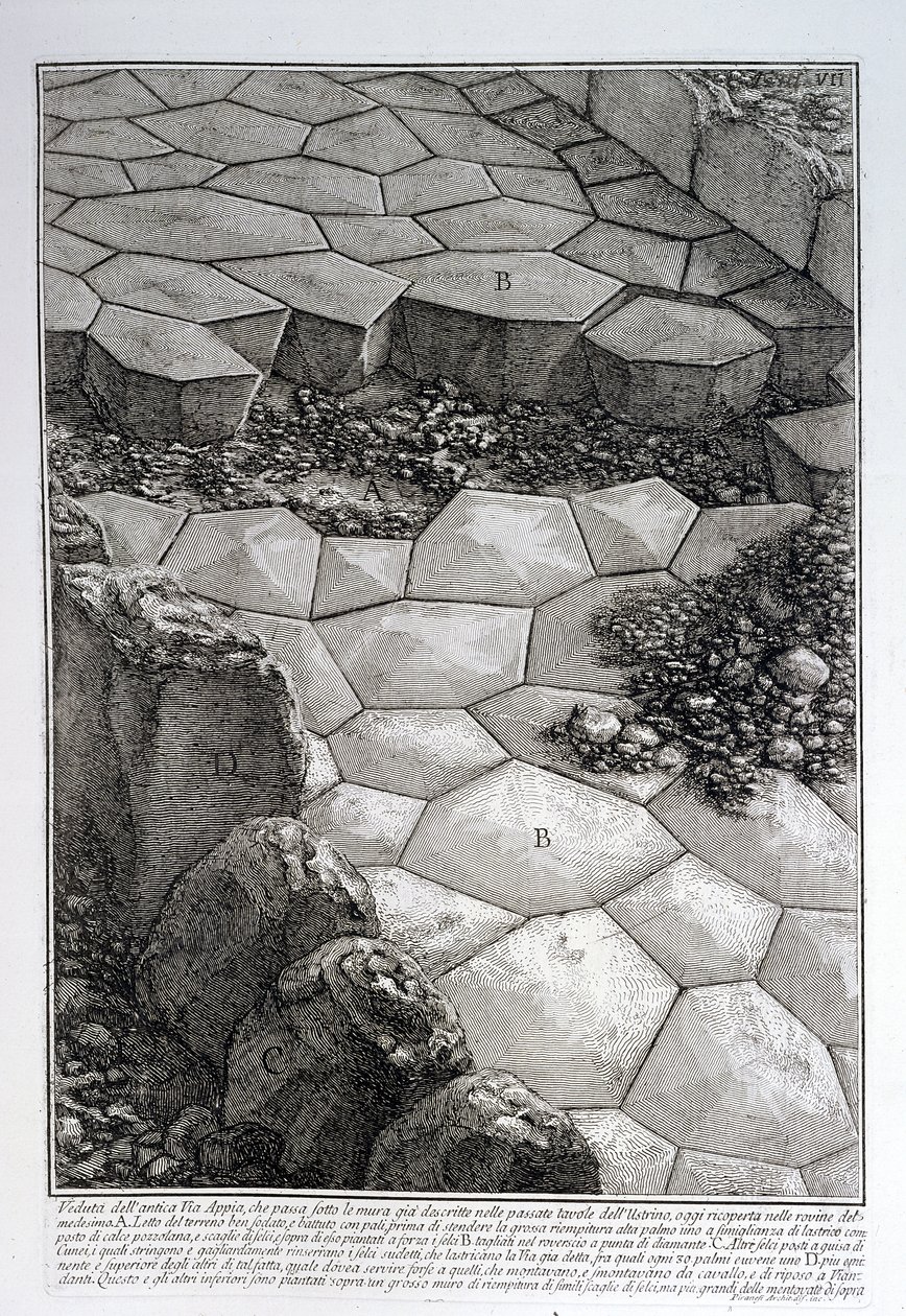 O pavimento da Via Appia Antica, de "As Antiguidades Romanas de GB Piranesi (1756)", publicado em Paris, 1835 de Giovanni Battista Piranesi
