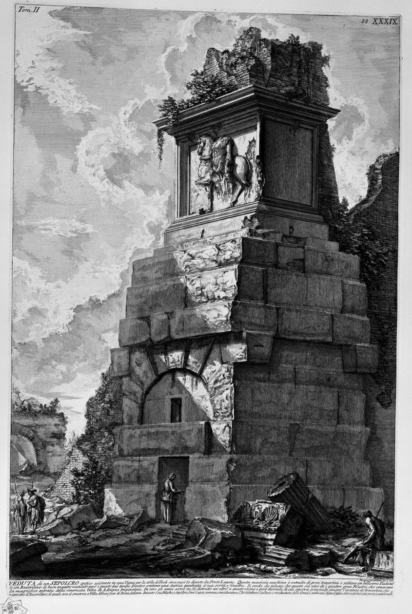 Tumba na Via Tiburtina perto de Ponte Lugano de Giovanni Battista Piranesi