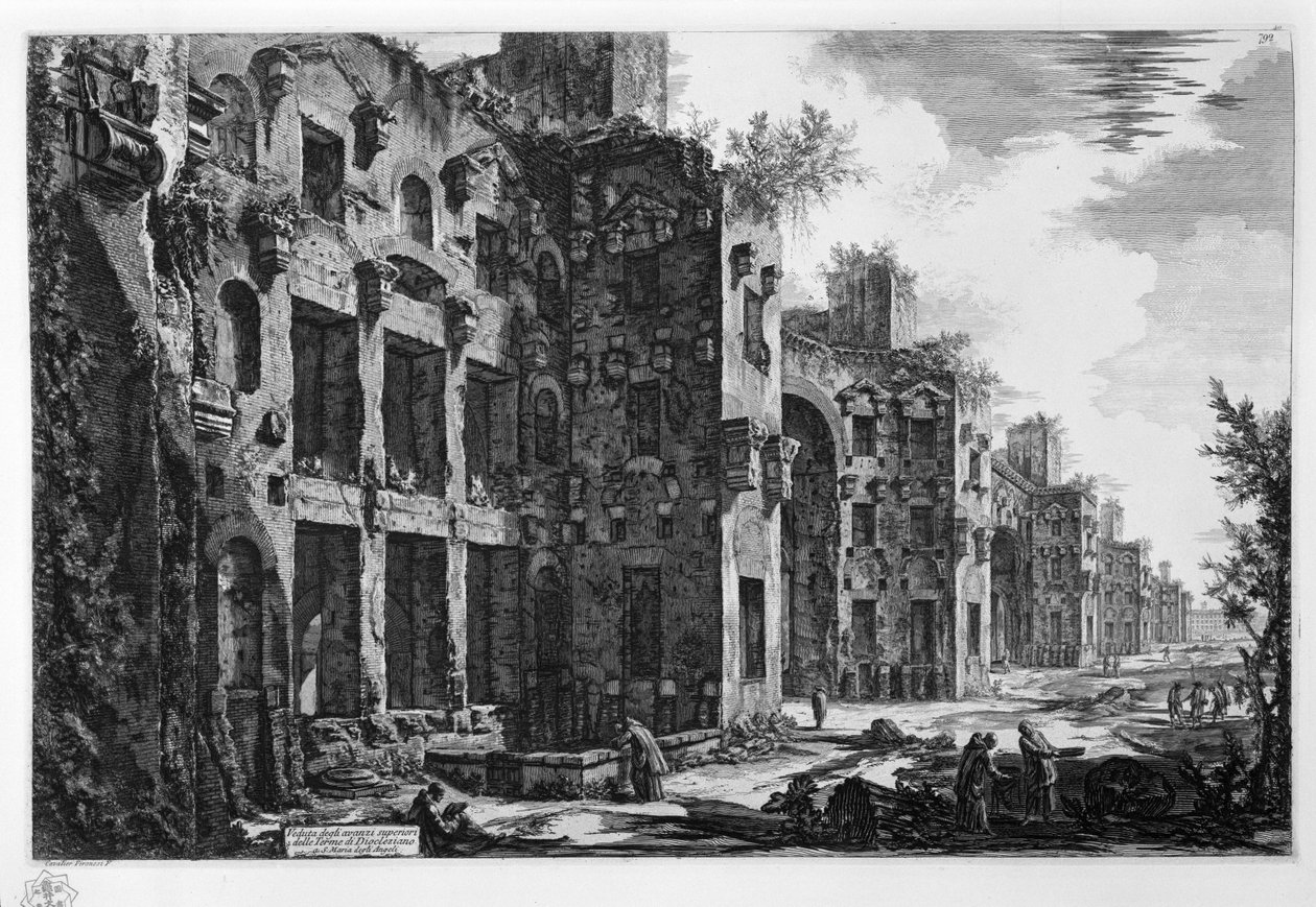 Vista dos restos superiores das Termas de Diocleciano em S. Maria degli Angeli de Giovanni Battista Piranesi