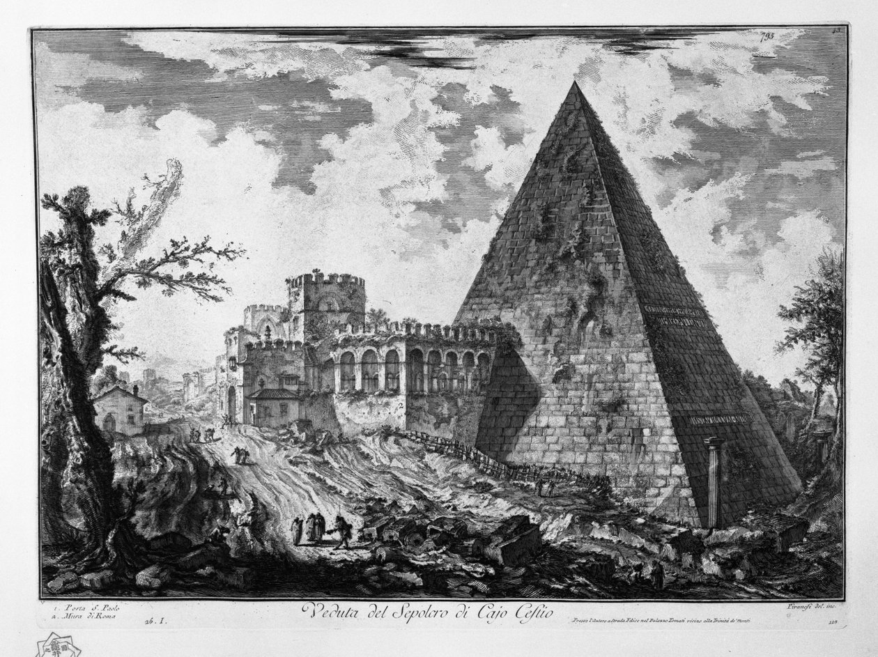 Vista do Sepulcro de Cajo Cestio de Giovanni Battista Piranesi
