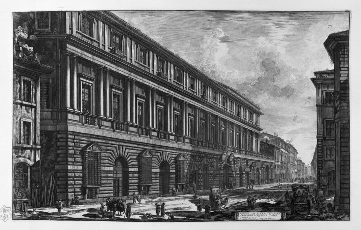 Vista do edifício Vidoni Caffarelli (Palácio de Stoppani). Igreja do Jesus de Giovanni Battista Piranesi