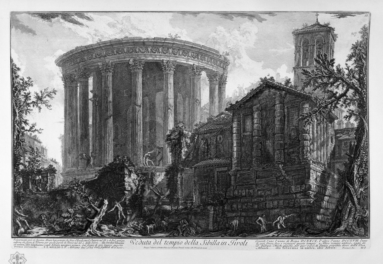 Vista, de, a, templo, de, a, Sibyl, em, Tivoli de Giovanni Battista Piranesi