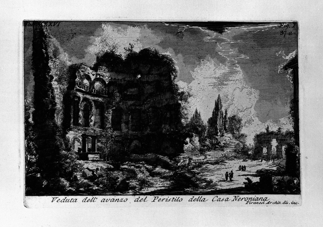 Vista do excedente do Peristilo da Casa Neroniana de Giovanni Battista Piranesi