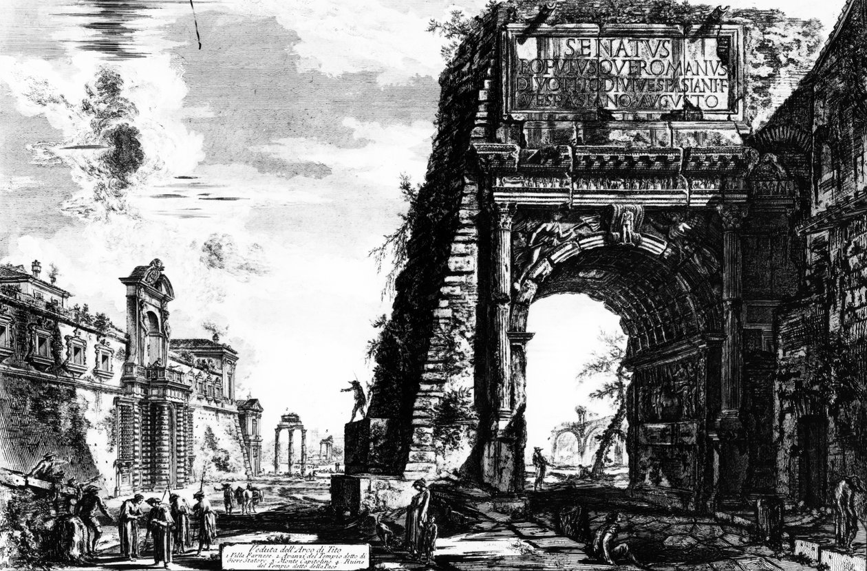 Vista do Arco de Tito, da série "Vistas de Roma", c.1760 de Giovanni Battista Piranesi