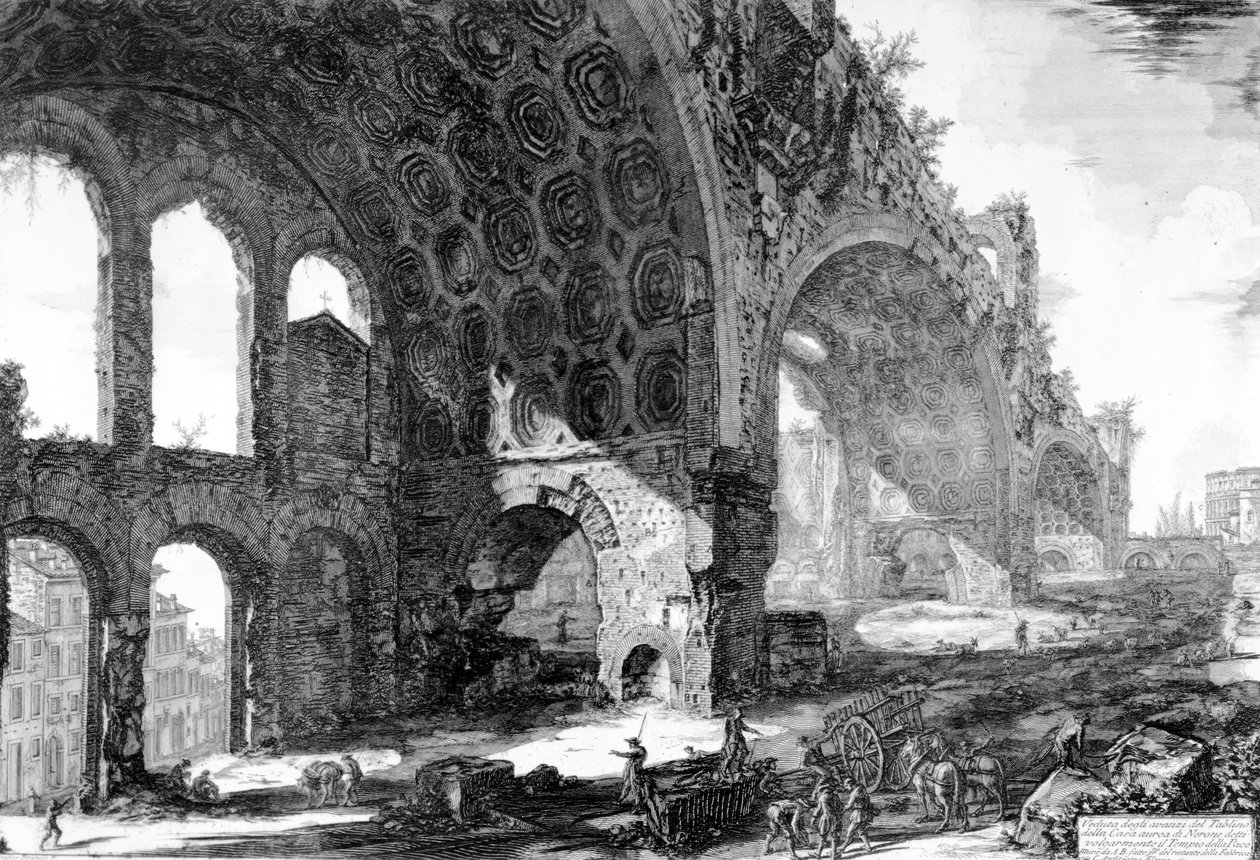 Vista da Basílica de Maxêncio e Constantino, da série "Vistas de Roma", c.1760 (gravura) de Giovanni Battista Piranesi