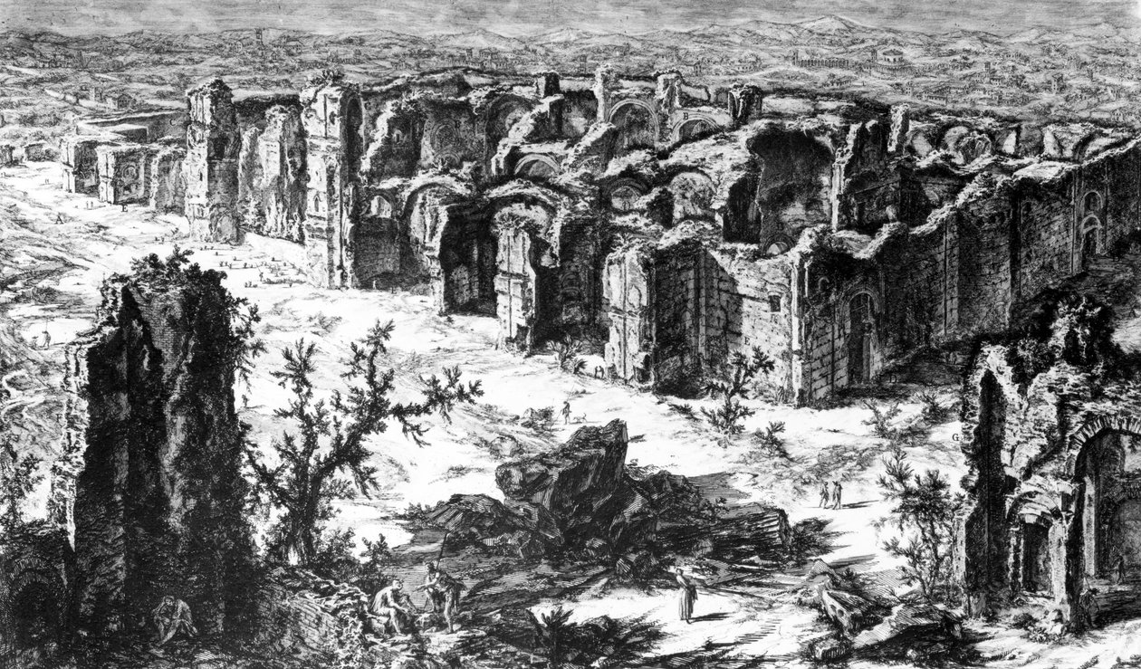Vista dos Banhos de Caracalla, da série &39;Views of Rome&39;, c.1760 de Giovanni Battista Piranesi