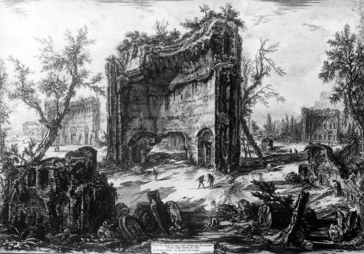 Vista dos Banhos de Trajano, da série "Vistas de Roma", c.1760 de Giovanni Battista Piranesi