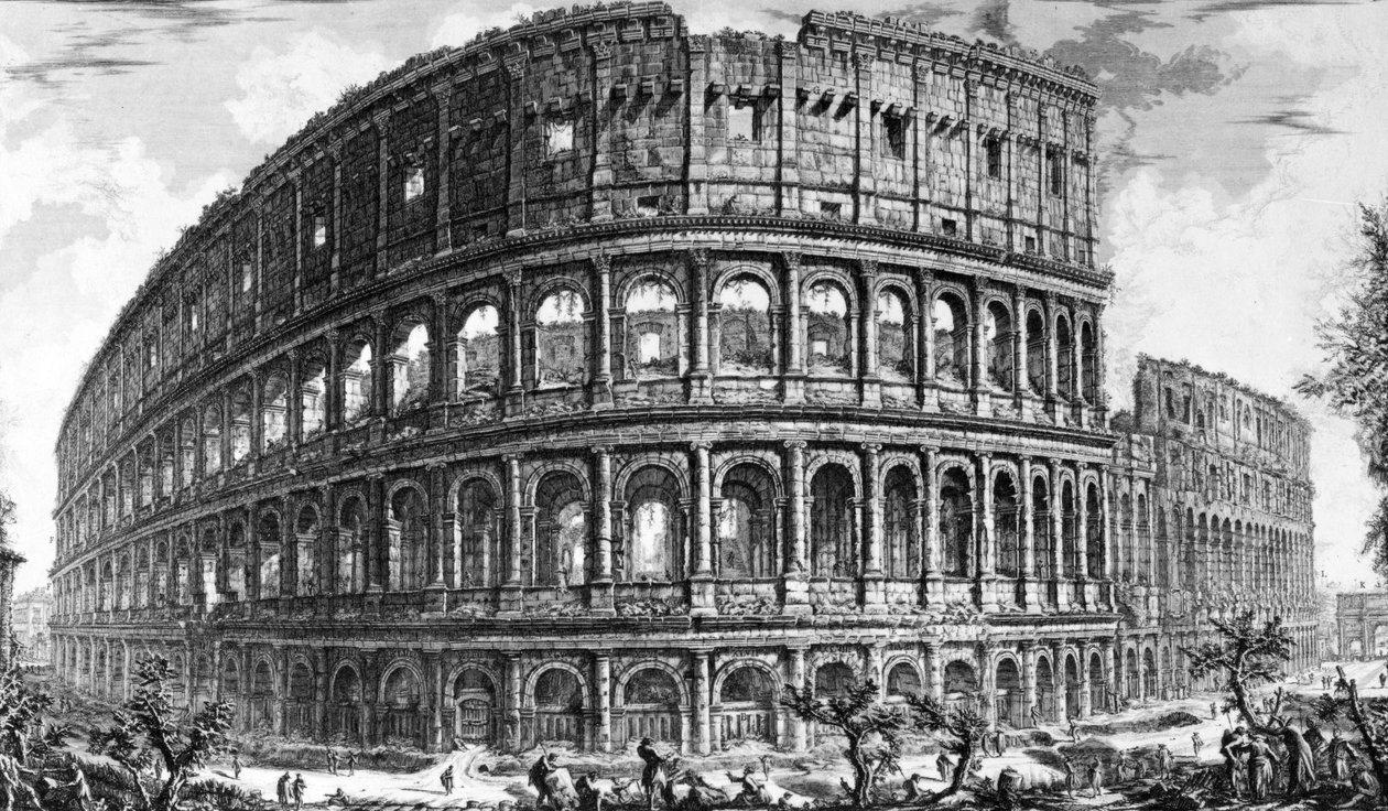 Vista do Coliseu, da série "Vistas de Roma", c.1760 de Giovanni Battista Piranesi