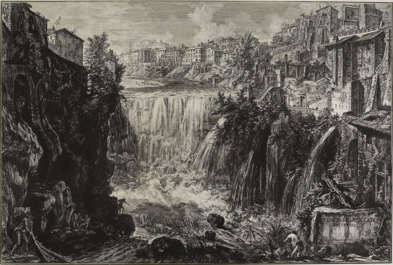 Vista da Grande Cascata no Tivoli, 1766 de Giovanni Battista Piranesi