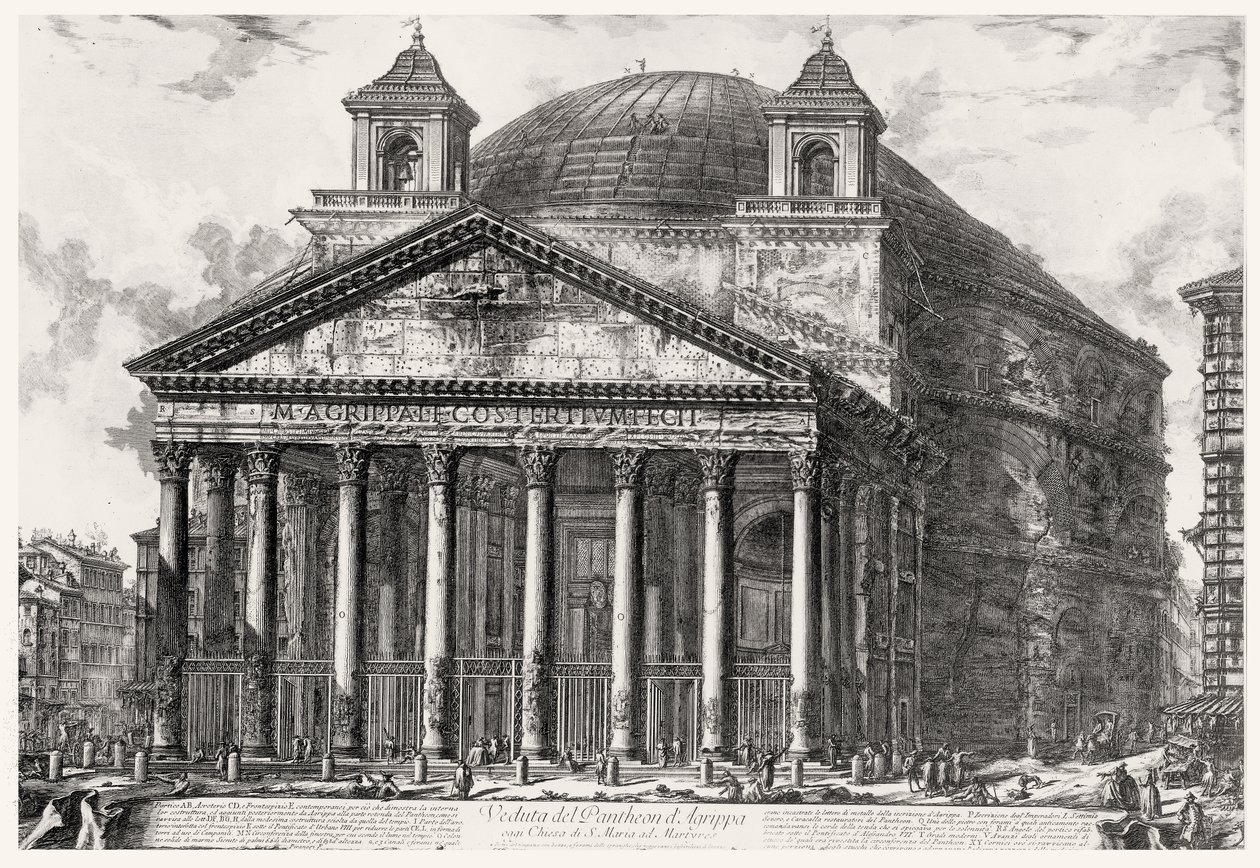 Vista do Panteão, da série "Vistas de Roma", c.1760 de Giovanni Battista Piranesi