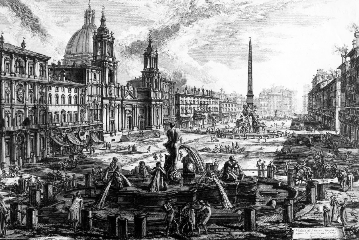 Vista da Piazza Navona, da série "Views of Rome", c.1760 de Giovanni Battista Piranesi