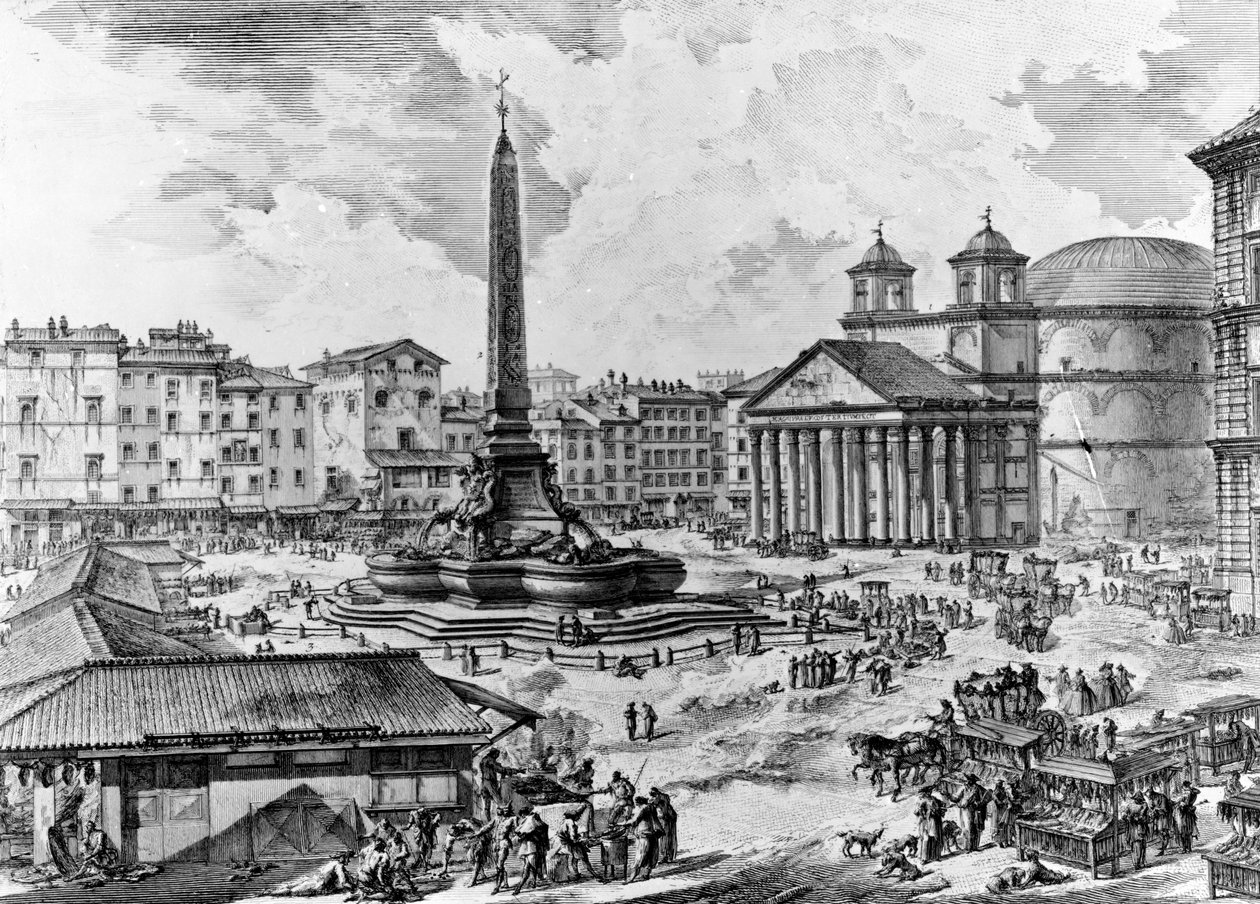 Vista da Piazza della Rotonda, da série "Views of Rome", c.1760 (gravura) de Giovanni Battista Piranesi