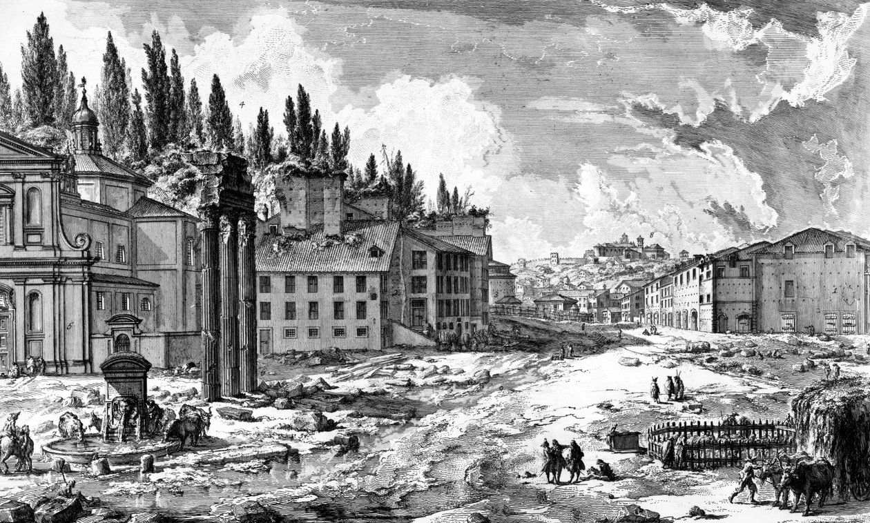 Vista do Fórum Romano, da série "Vistas de Roma", 1758 de Giovanni Battista Piranesi