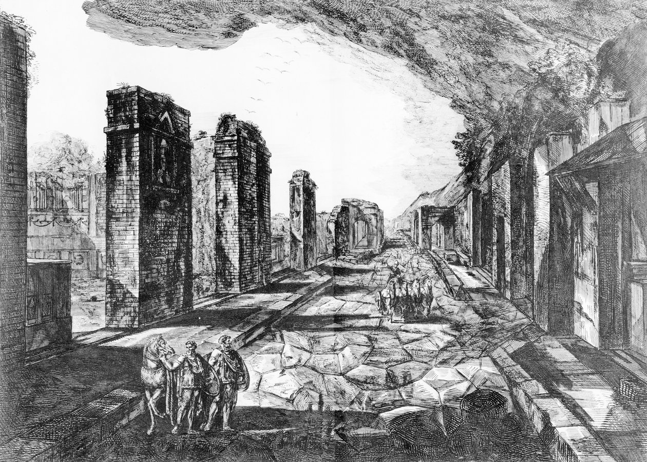 Vista da taverna de Pompéia com o sinal da loja de Priapus, de &39;Antiquites de Pompeia&39; por GB Piranesi, gravado por Francesco Piranesi (1758-1810) 1804 de Giovanni Battista Piranesi
