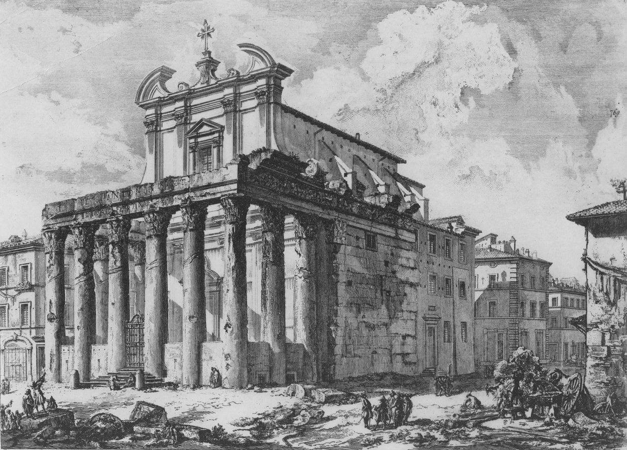 Vista do Templo de Antonino e Faustina, da série "Vistas de Roma", c.1760 de Giovanni Battista Piranesi