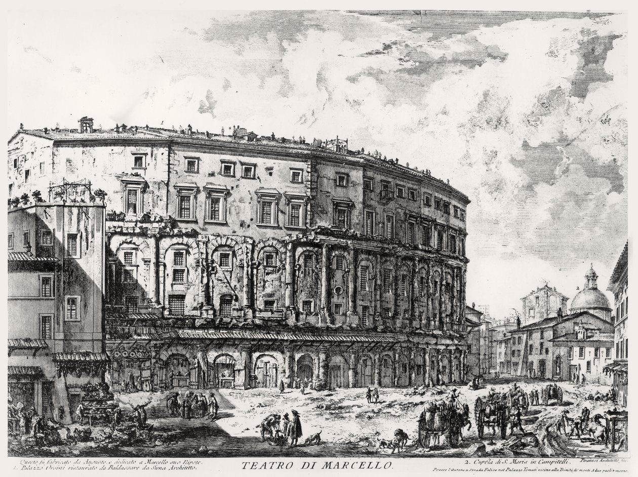 Vista do Teatro de Marcelo, da série "Vistas de Roma", c.1760 de Giovanni Battista Piranesi