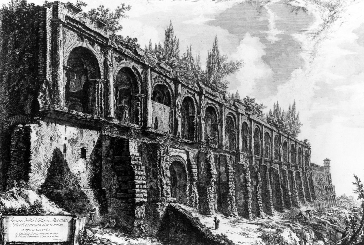 Vista da Villa de Maecenas em Tivoli, da série &39;Views of Rome&39;, c.1760 de Giovanni Battista Piranesi