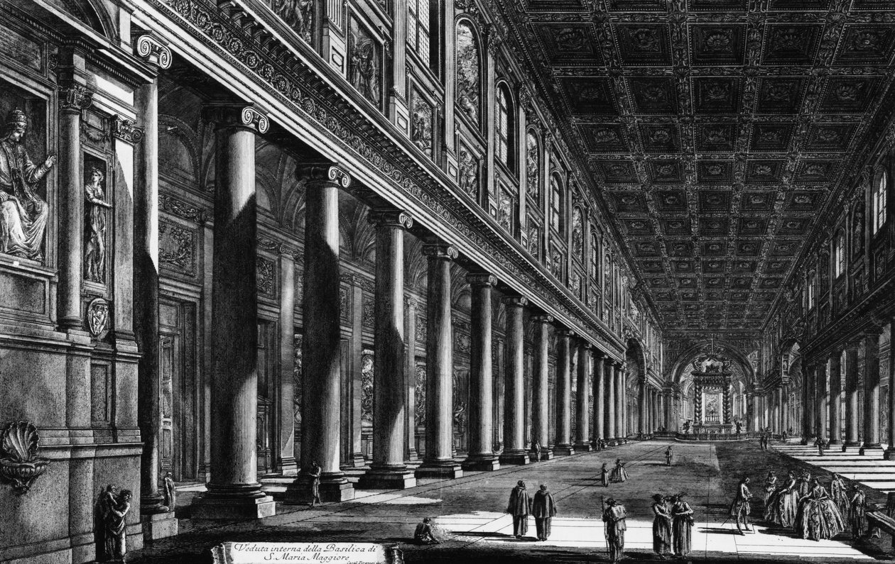 Vista do interior de Santa Maria Maggiore, da série &39;Views of Rome&39;, c.1760 de Giovanni Battista Piranesi