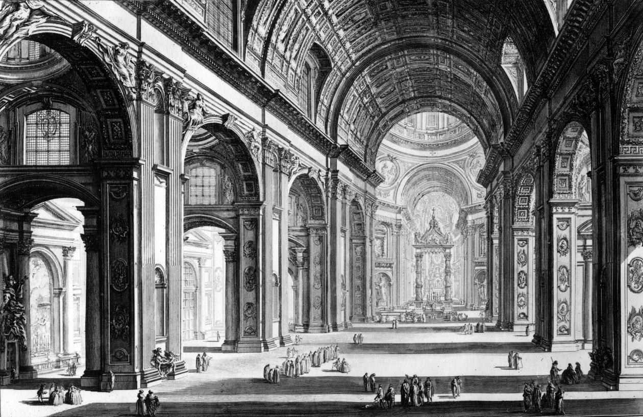 Vista do interior da Basílica de São Pedro, da série "Vistas de Roma", c.1760 de Giovanni Battista Piranesi