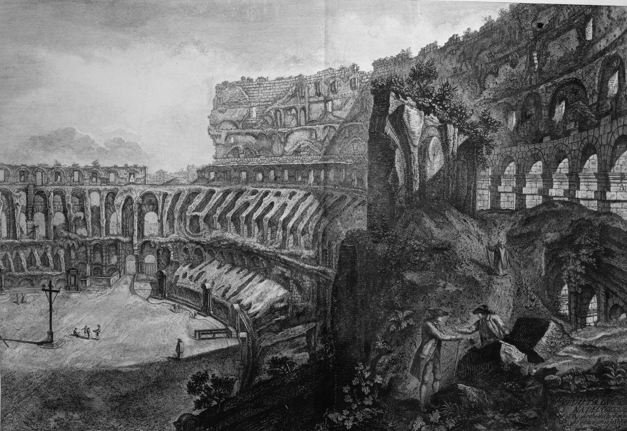 Vista do interior do Coliseu, de &39;Le Antichita Romane de GB Piranesi (1756)&39;, publicado em Paris, 1835 de Giovanni Battista Piranesi