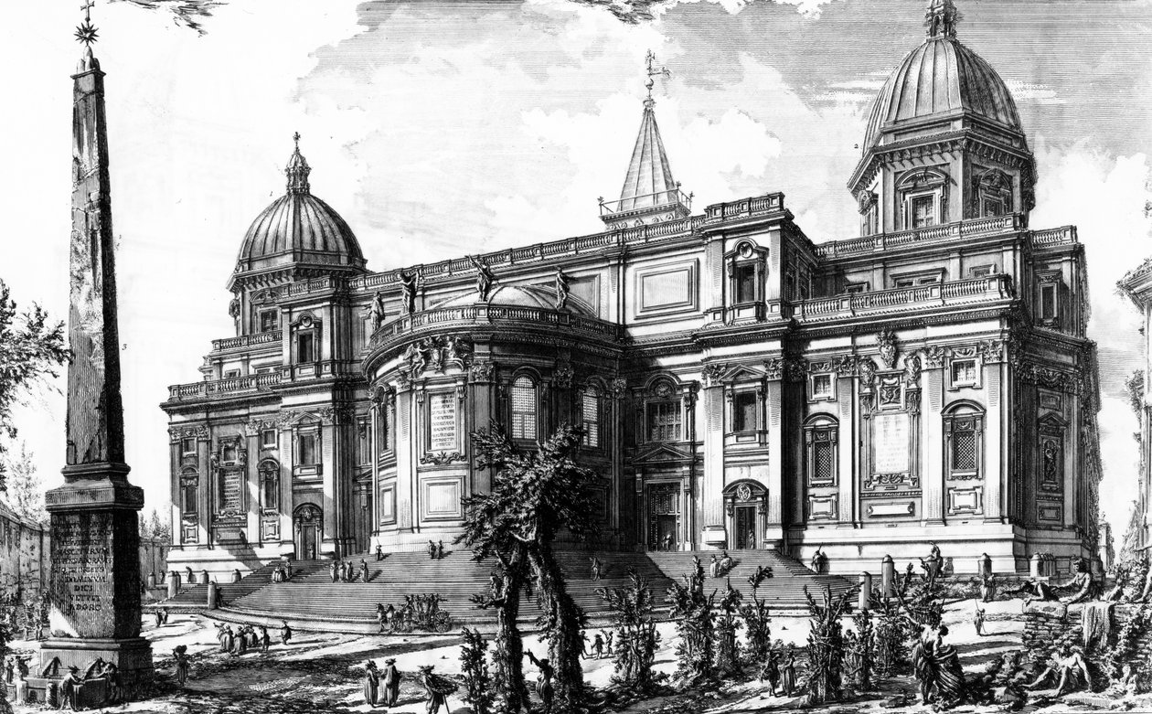 Vista da fachada traseira de Santa Maria Maggiore, da série "Views of Rome", c.1760 de Giovanni Battista Piranesi