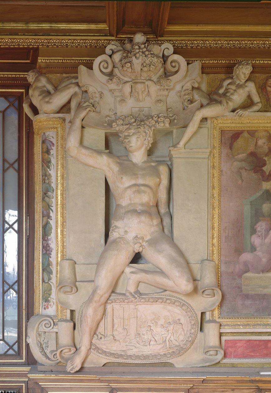 Figura masculina da Galeria de François I (1494-1547) 1535-40 (estuque) de Giovanni Battista Rosso Fiorentino