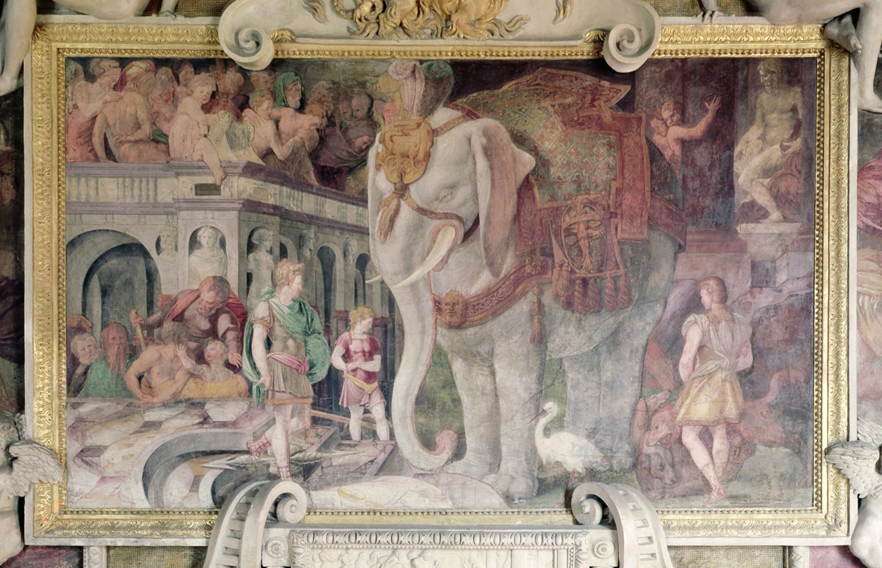 O Elefante Real, da galeria de Francisco I (1494-1547) de Giovanni Battista Rosso Fiorentino