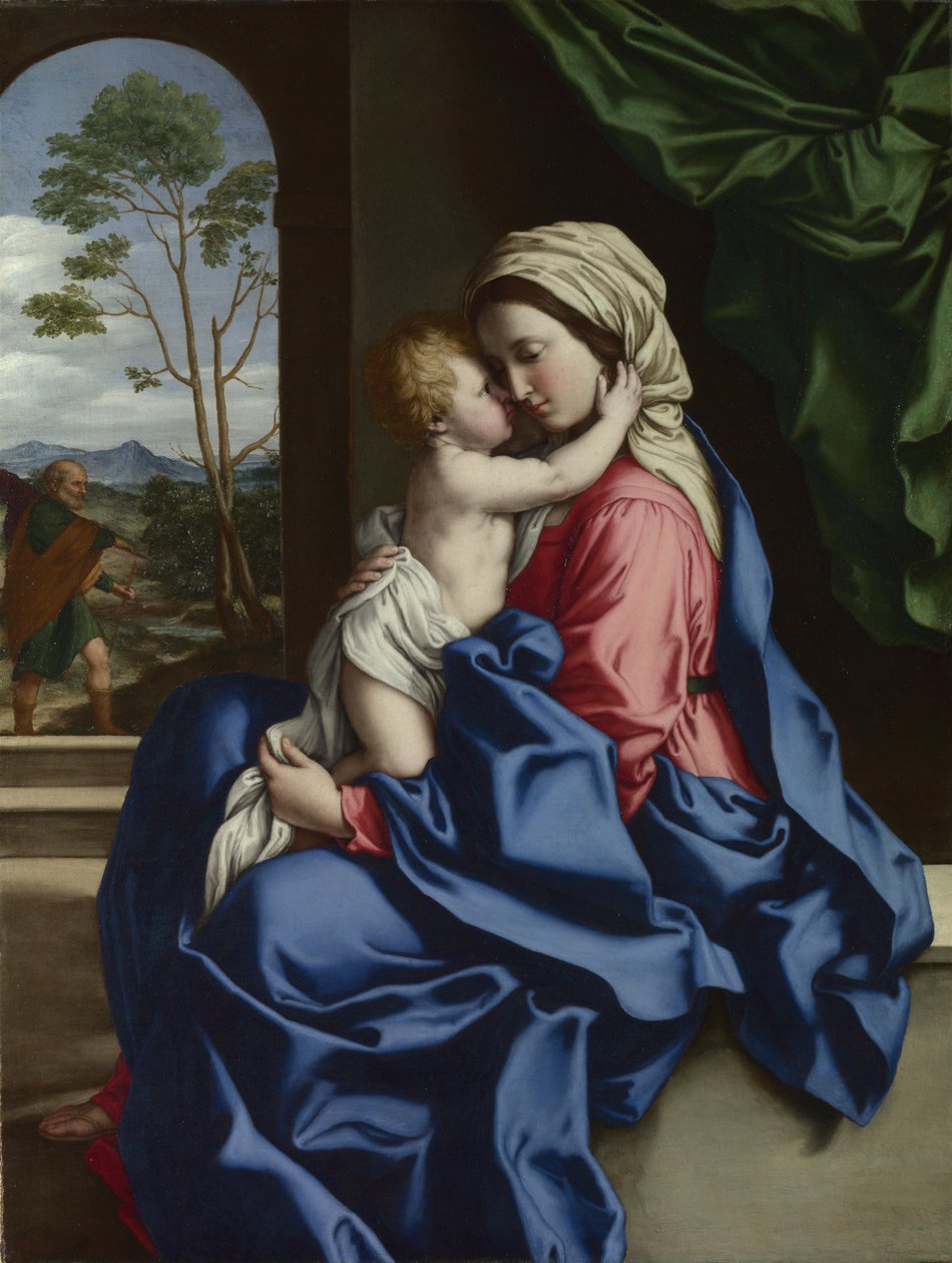 A Virgem e a Criança Abraçando de Giovanni Battista Salvi da Sassoferrato