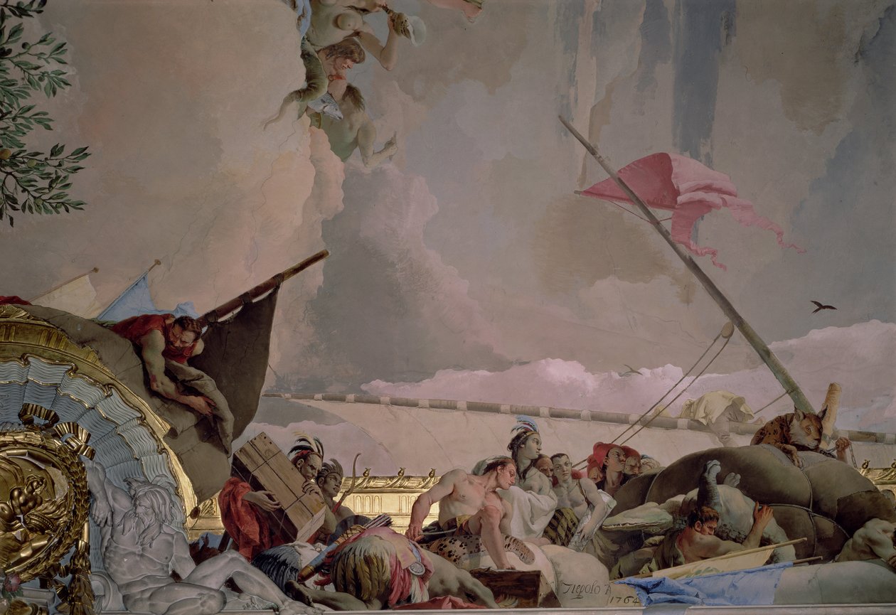 América, detalhe da glória de Espanha II, do teto da sala do trono, 1764 (ver também 61757, 62096, 62340) de Giovanni Battista Tiepolo