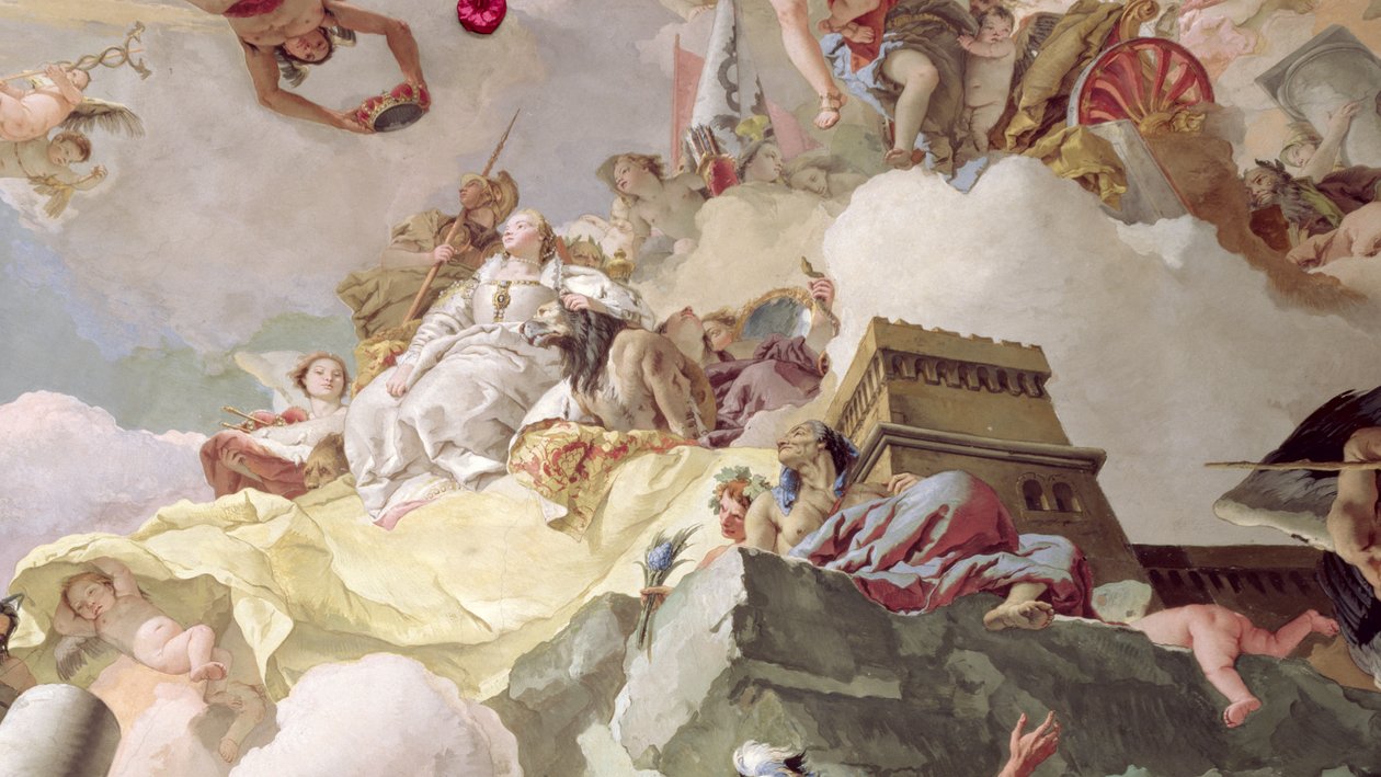 Apoteose da monarquia espanhola afresco detalhe de 170577 de Giovanni Battista Tiepolo