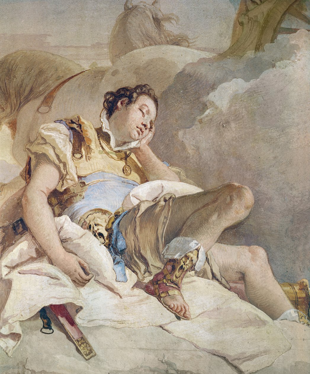 Armida Adbucting the Sleeping Rinaldo, detalhe de Rinaldo, de &39;Gerusalemme Liberata&39; de Torquato Tasso (1544-95) 1757 de Giovanni Battista Tiepolo