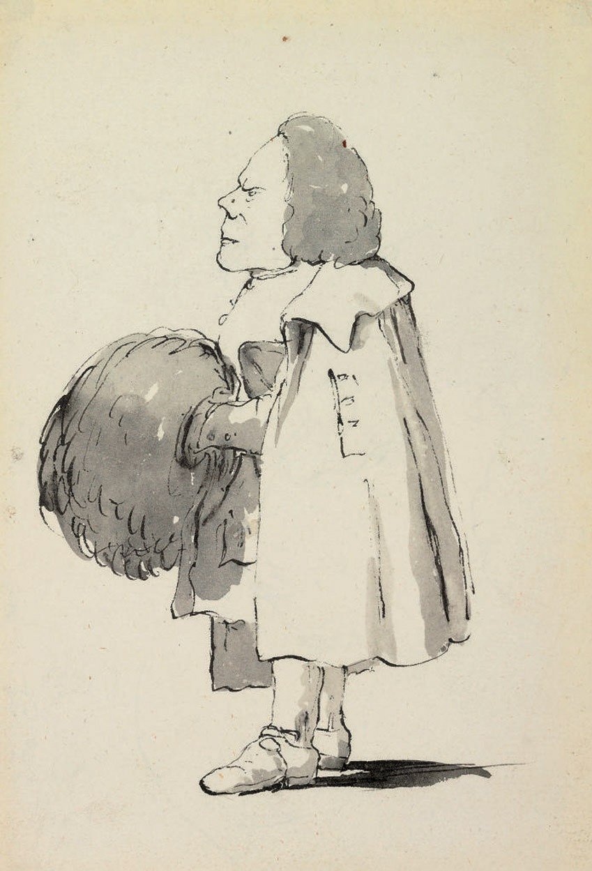 Caricatura de um cavalheiro baixinho de Giovanni Battista Tiepolo