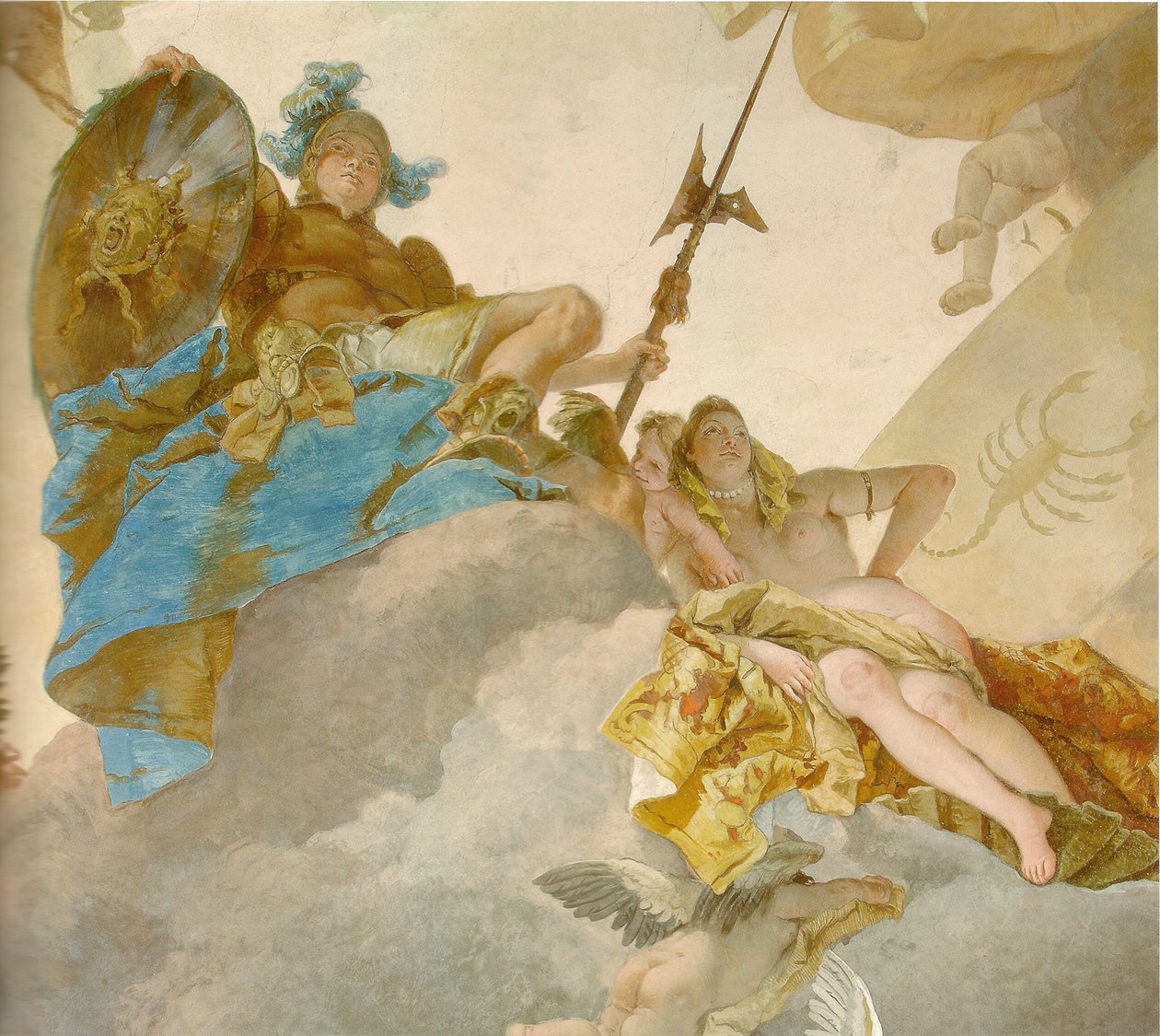 Afresco do teto na escadaria da Residência de Würzburg, detalhe de Giovanni Battista Tiepolo