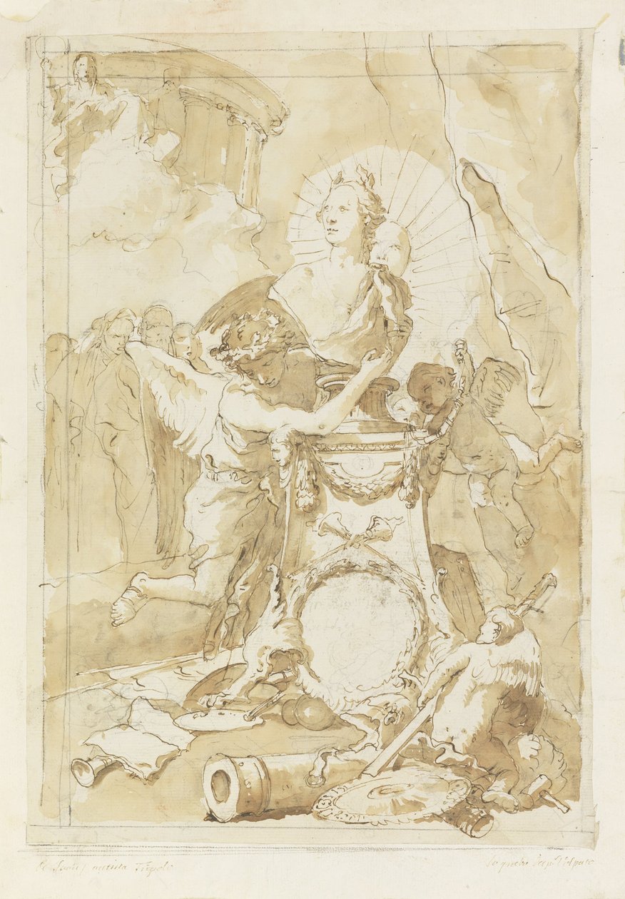 Design para página de dedicação a Carlos III de Espanha e as Duas Sicílias de Giovanni Battista Tiepolo