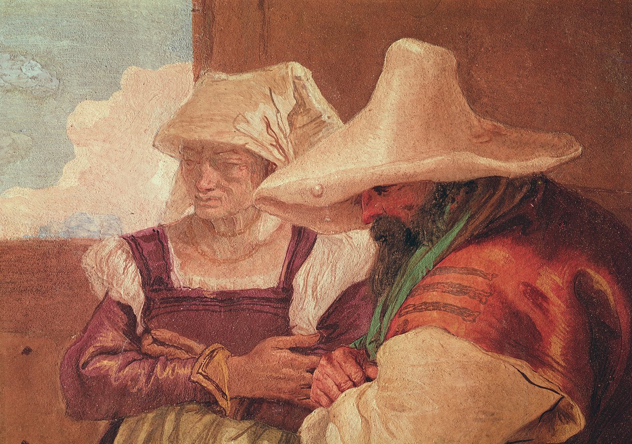 Detalhe dos pastores de Angelica e Medoro com os pastores, 1757 de Giovanni Battista Tiepolo