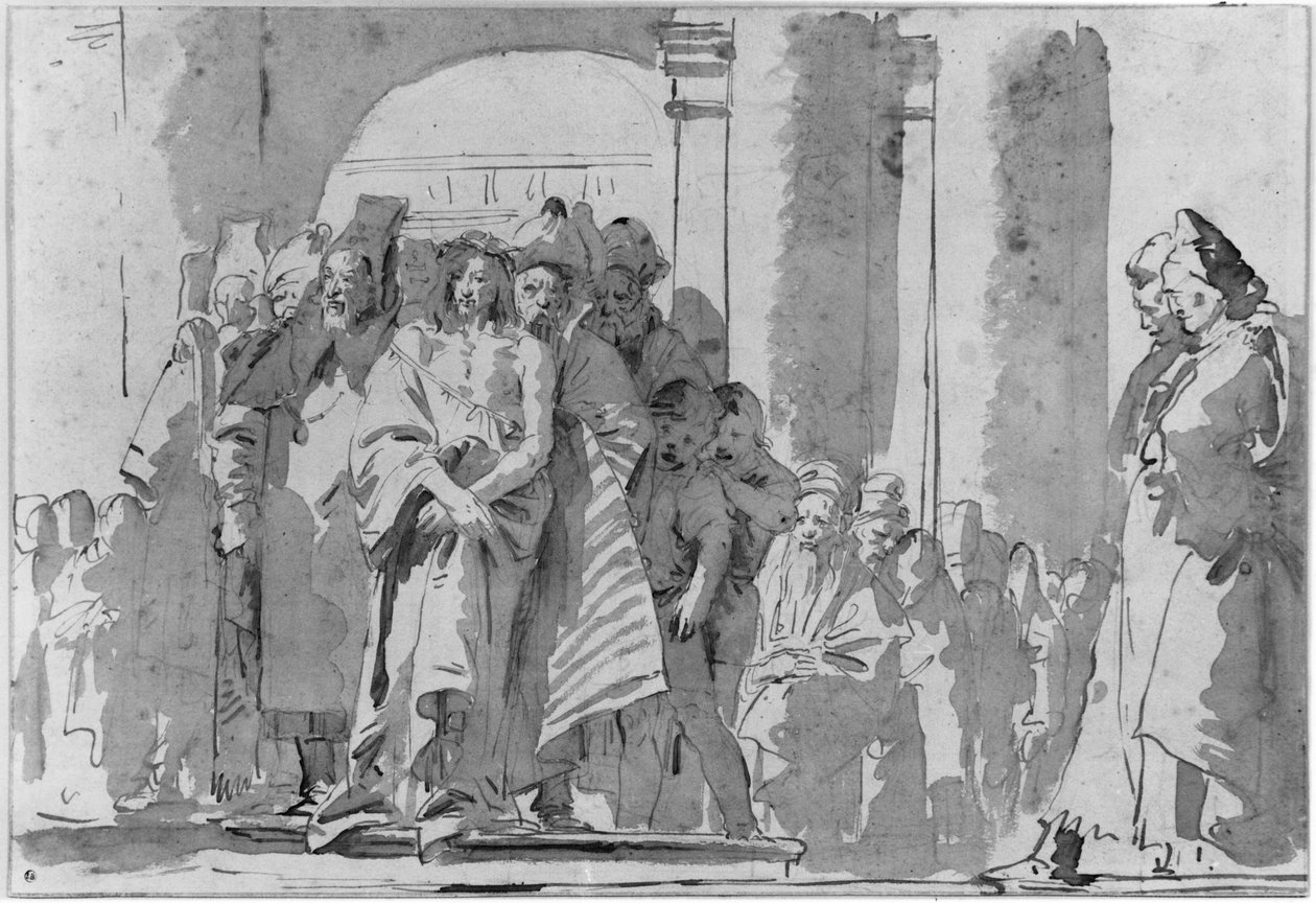 Ecce homo (caneta e tinta e lavar no papel) de Giovanni Battista Tiepolo