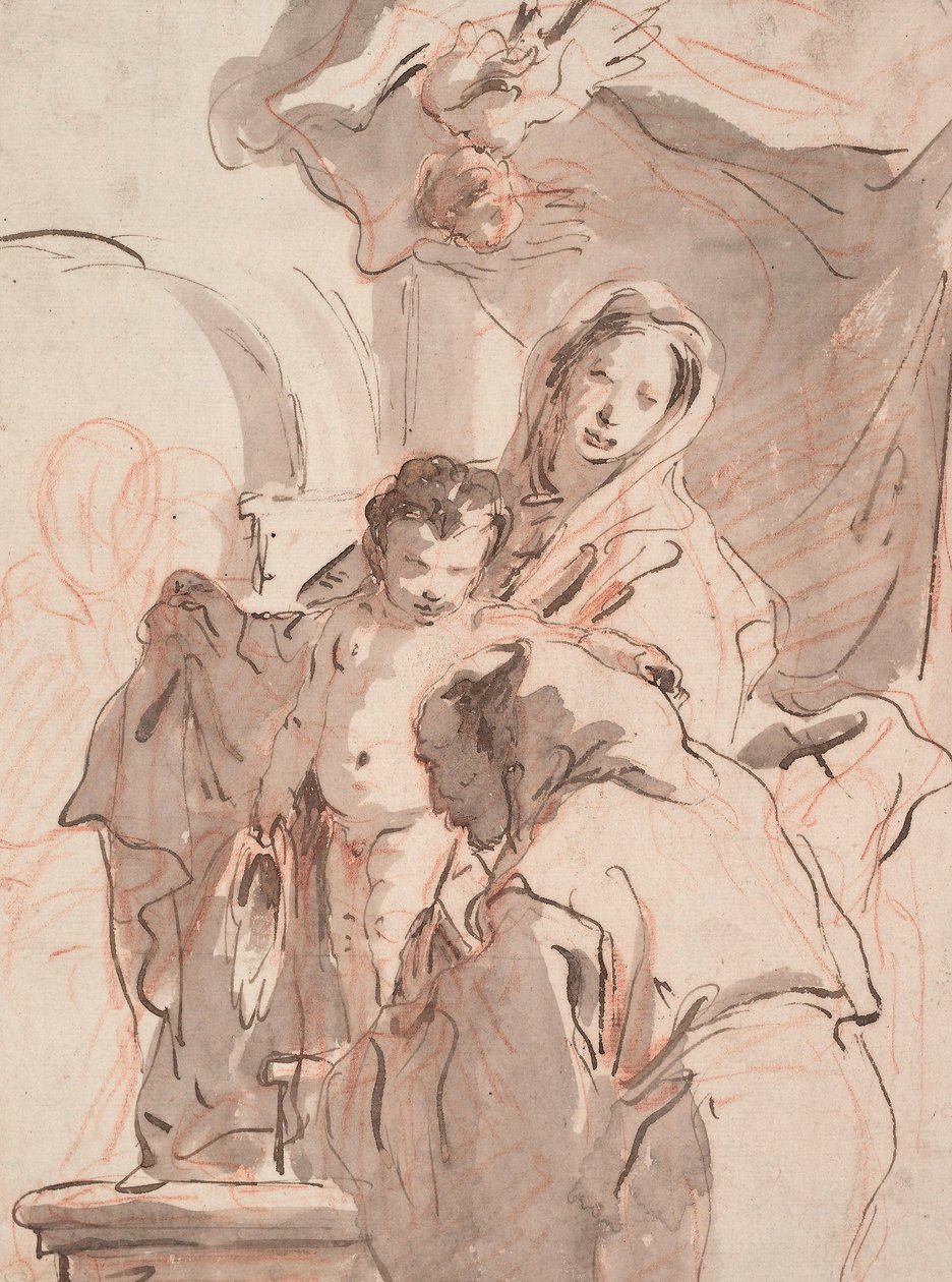 Madonna e criança com Saint, c. 1750-1760 de Giovanni Battista Tiepolo