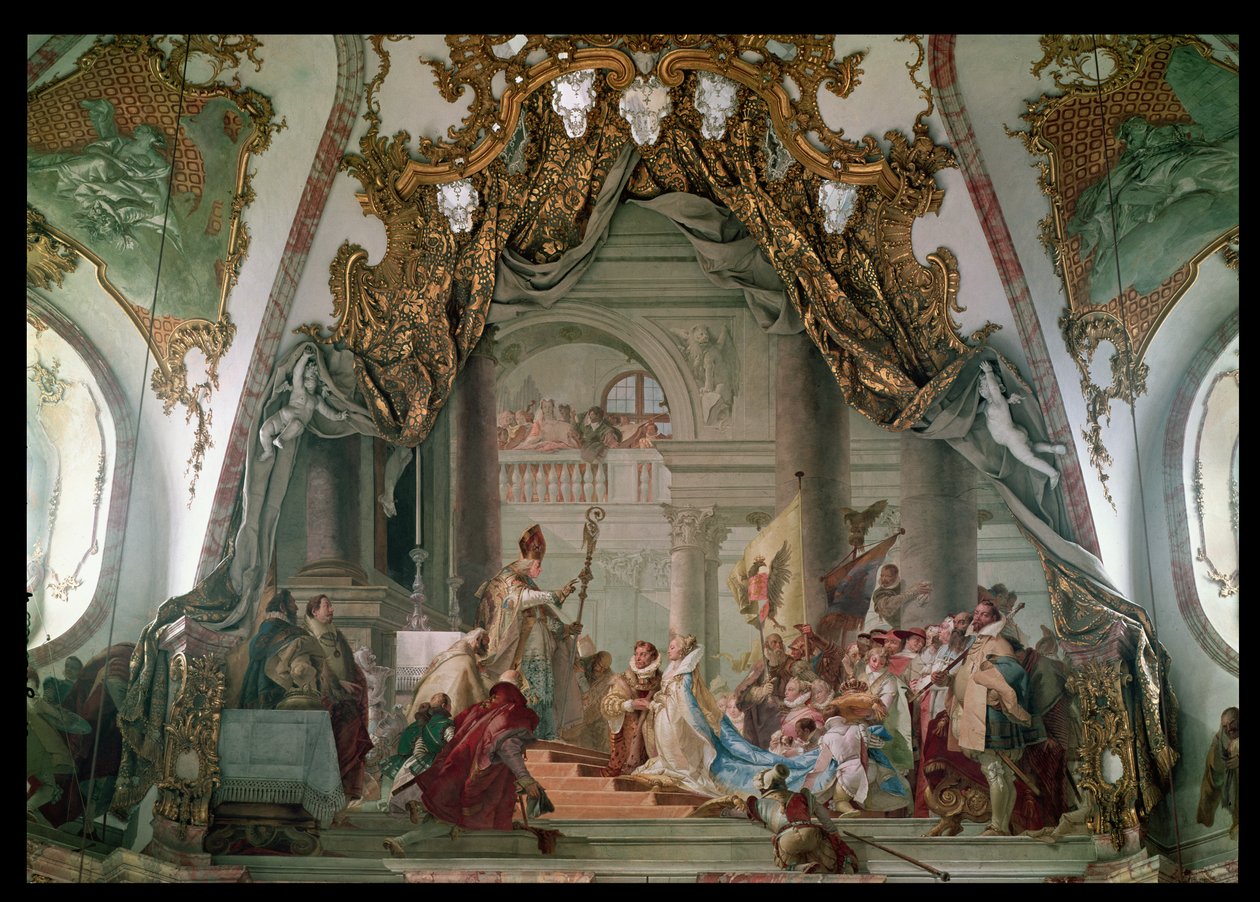 Casamento de Frederico I (c.1123-90) Barbarossa e Beatriz I (1145-84) da Borgonha em 1156 de Giovanni Battista Tiepolo