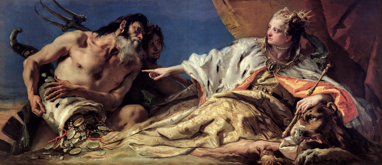 Neptuno oferece presentes a Veneza (afrescos no teto) de Giovanni Battista Tiepolo