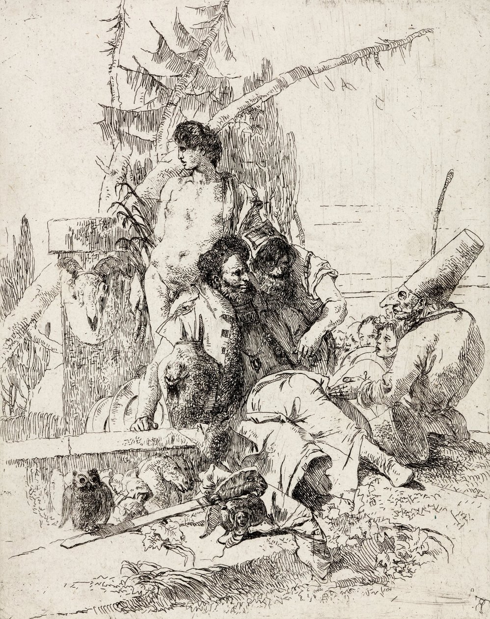 Punchinello dá conselho de Giovanni Battista Tiepolo
