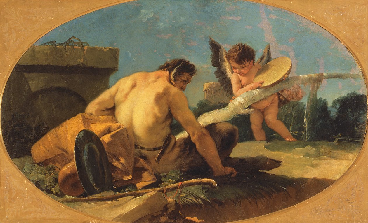 Sátiro e Putto com um pandeiro de Giovanni Battista Tiepolo