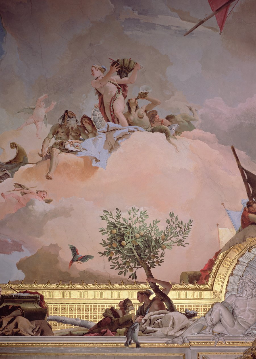 A glória da Espanha IV, do teto da sala do trono, 1764 (detalhe, ver também 61757, 61758, 62096) de Giovanni Battista Tiepolo