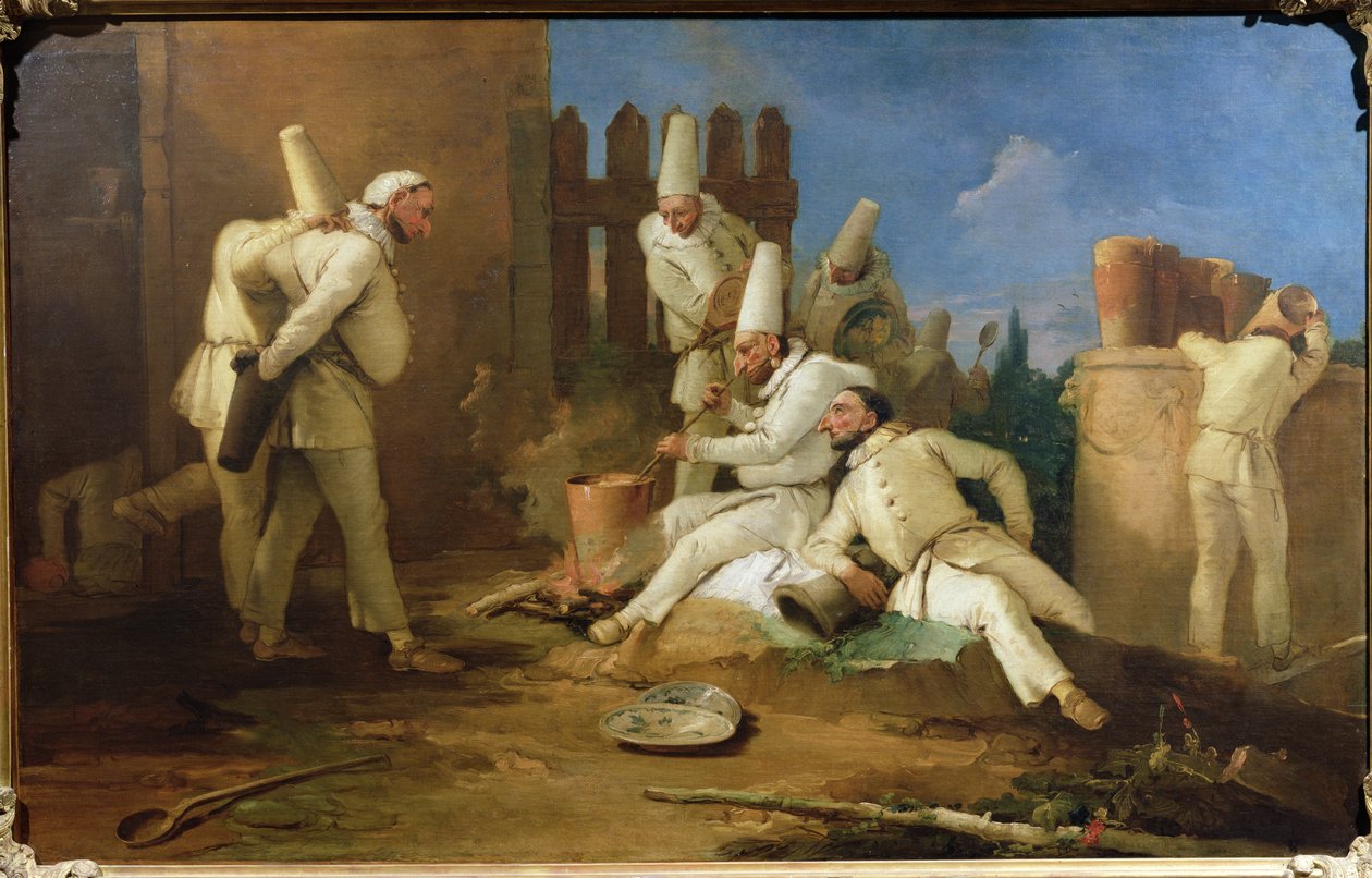 Cozinha do Punchinello de Giovanni Battista Tiepolo