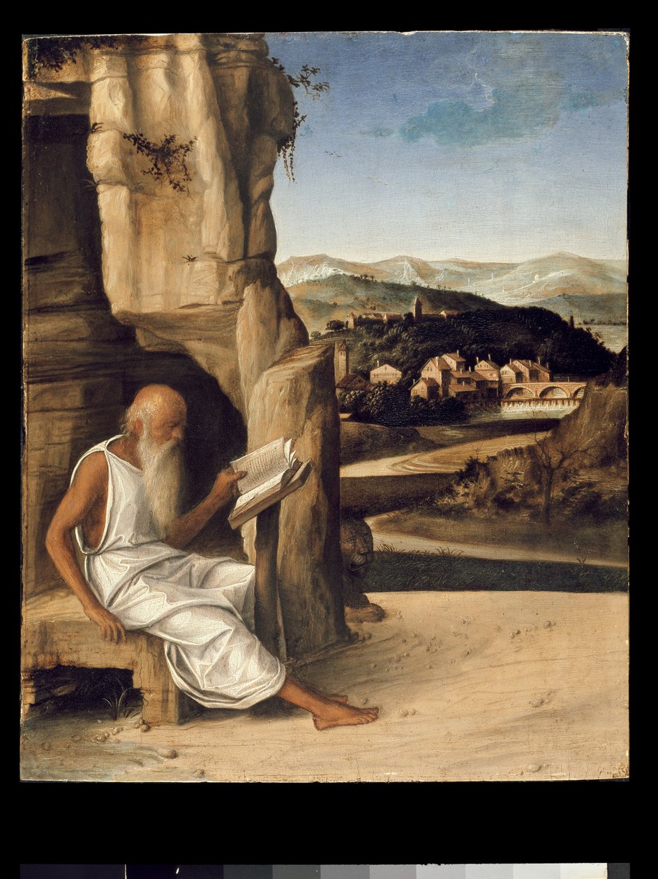 São Jerônimo, lendo em uma paisagem de Giovanni Bellini