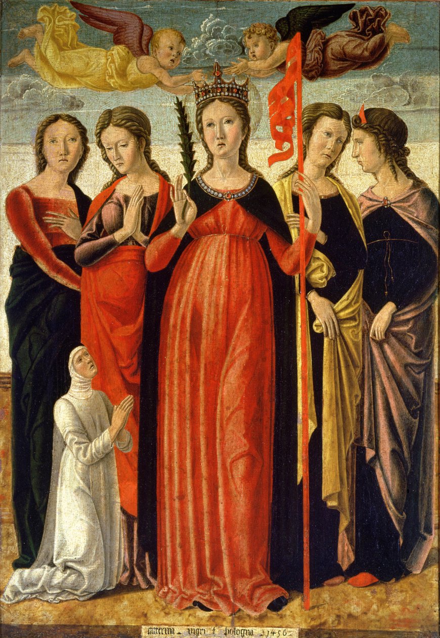 Santa Úrsula e Quatro Santos (têmpera no painel) de Giovanni Bellini